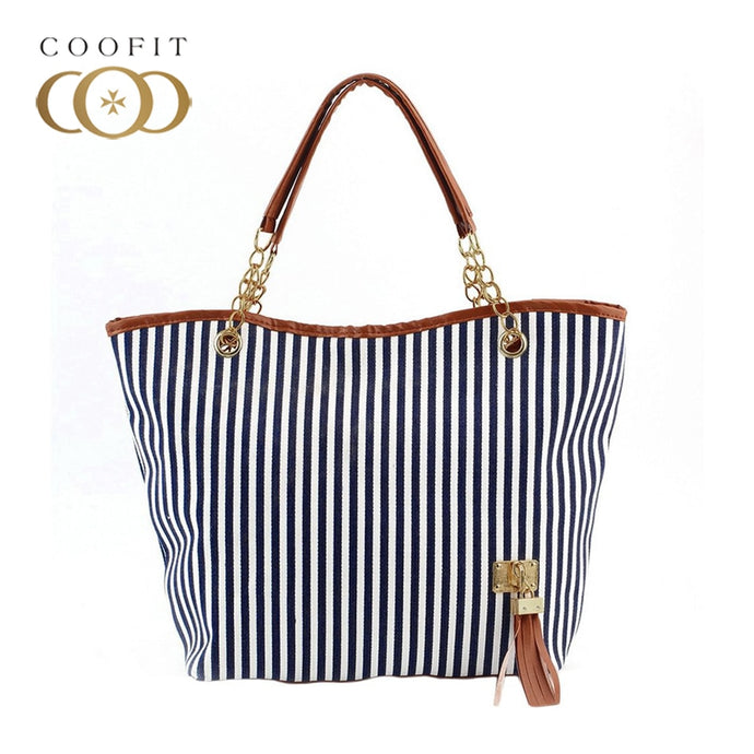 Coofit 2017 New Striped Canvas Handbag