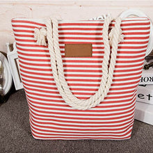 Load image into Gallery viewer, Women Stripes Canvas Beach Bag