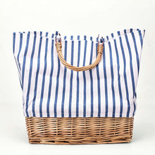 Load image into Gallery viewer, Striped canvas straw bag